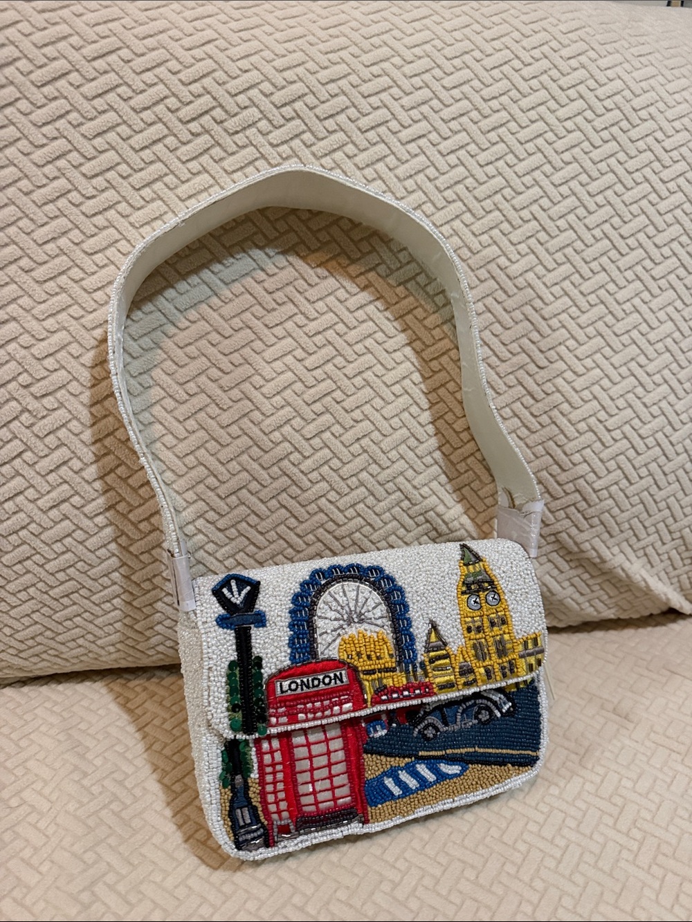 London Skyline Beaded Shoulder Bag Handbag NWT